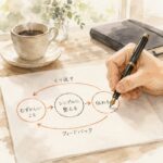 明確化フェーズ｜要件整理と実現可能性の明確化（水彩イラスト）