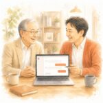 伴走フェーズ｜定着までのパートナーシップ（水彩イラスト）