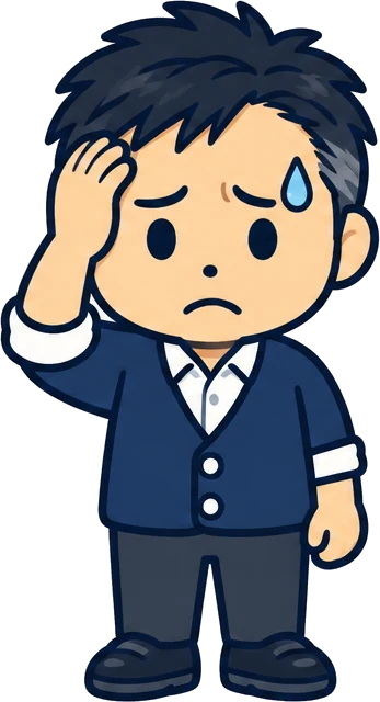 困った顔で頭に手を当てる経営者