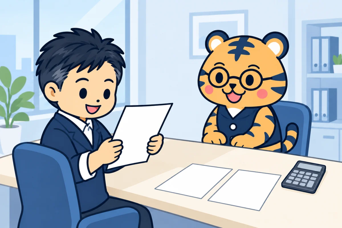 お見積りをお渡しする様子のイラスト(2枚目)