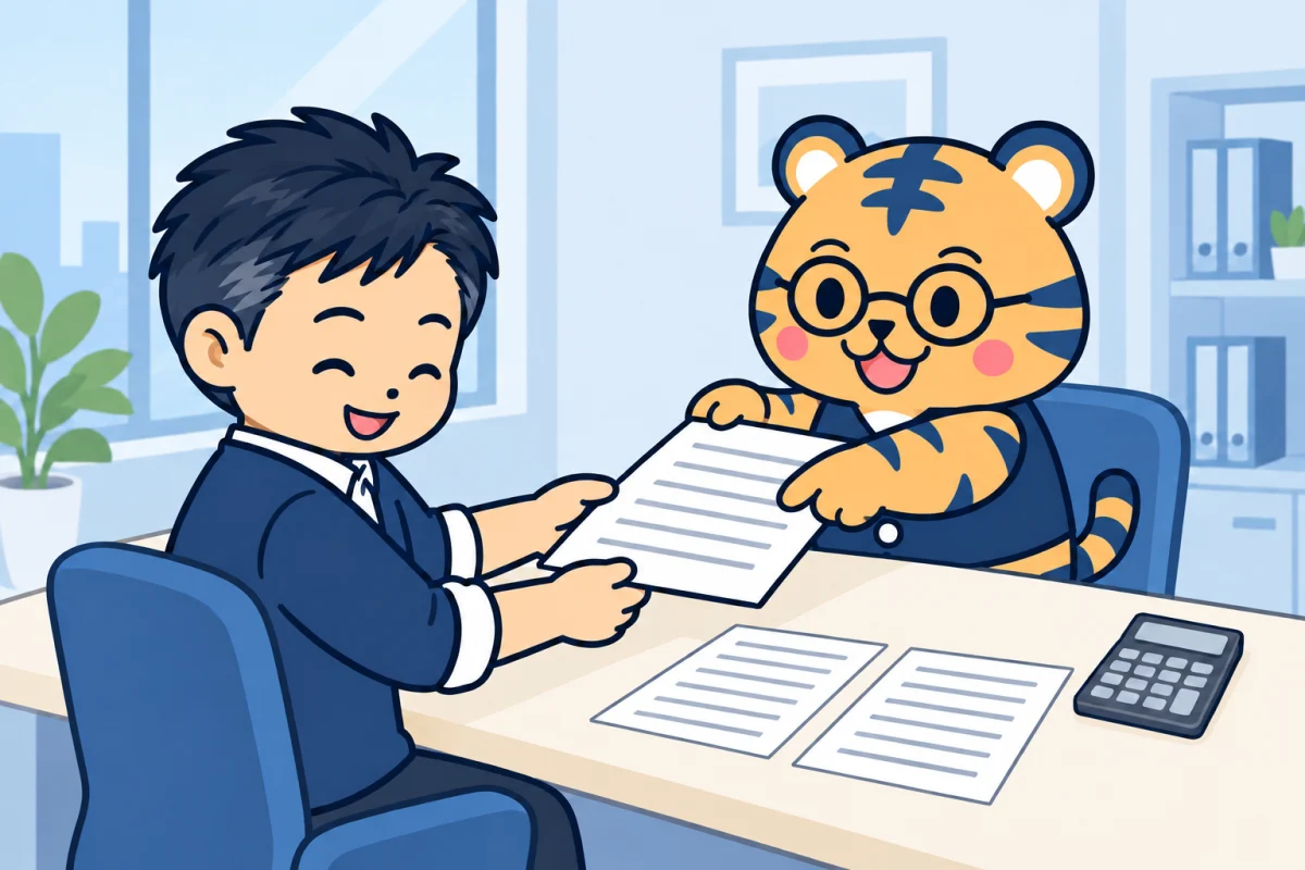 お見積りをお渡しする様子のイラスト(3枚目)