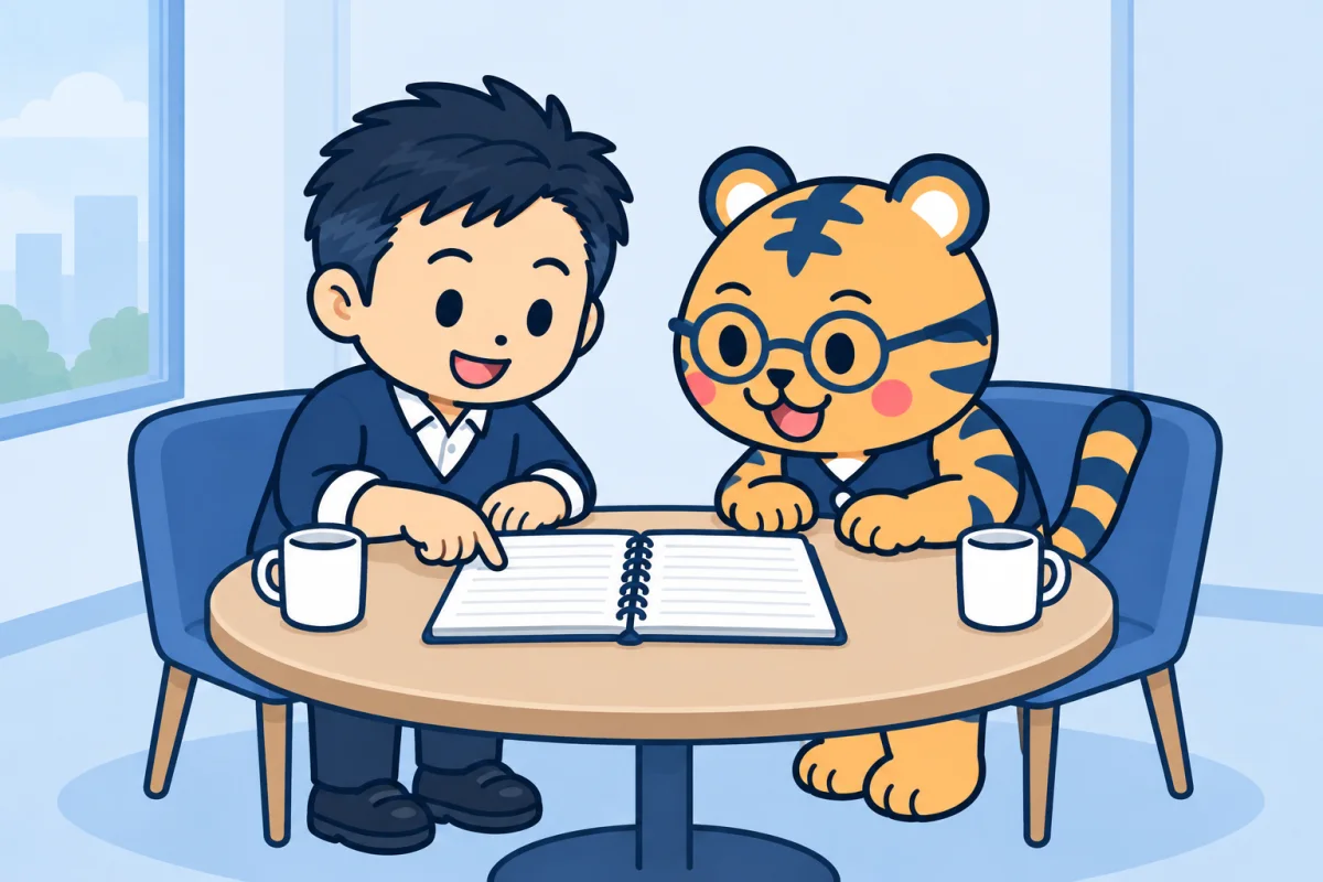 導入後の打ち合わせの様子のイラスト(2枚目)