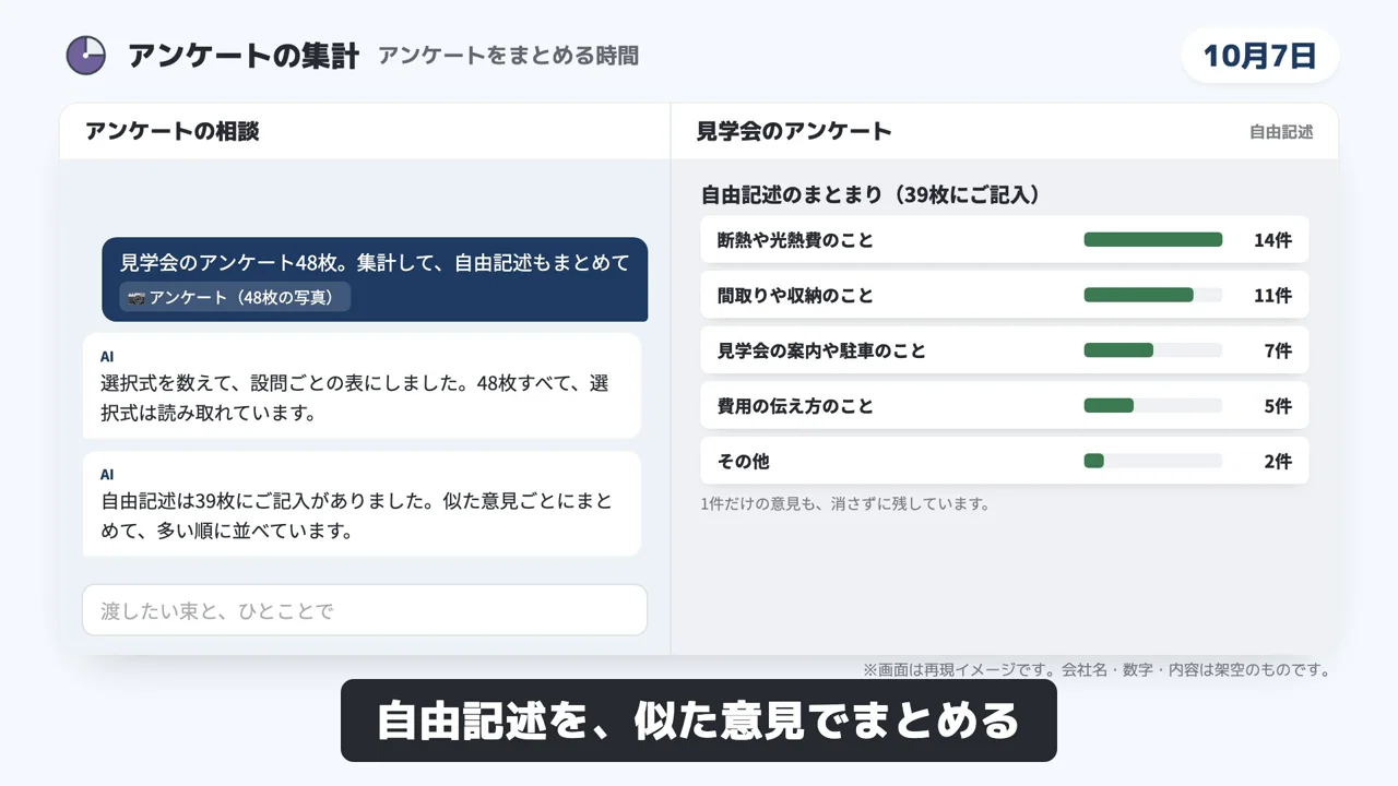 アンケートの集計のデモ画面（再現イメージ）