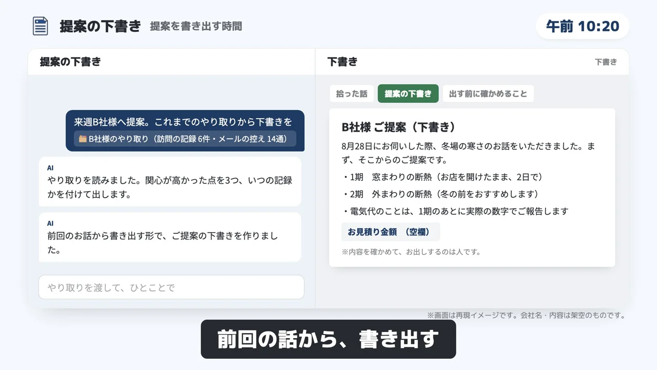 提案の下書きのデモ画面（再現イメージ）